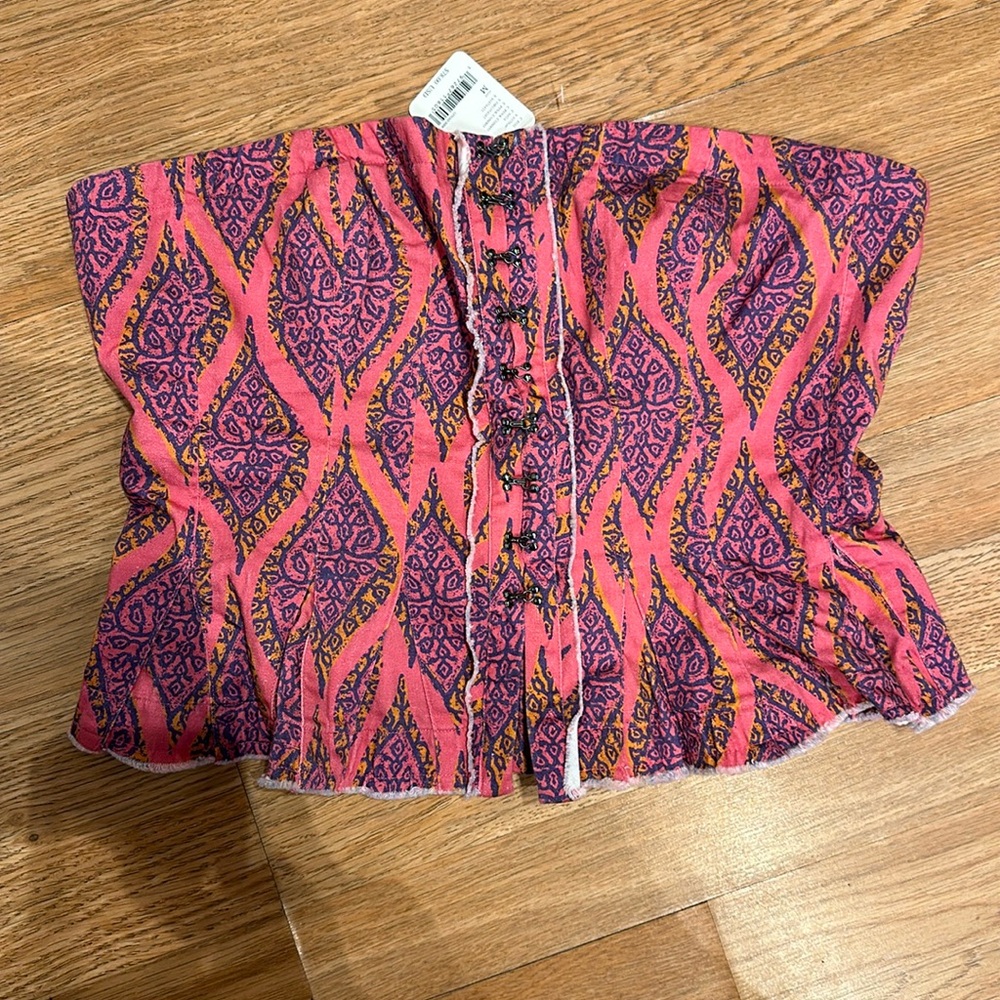 NWT Free People peplum smocked strapless corset top sz Medium
